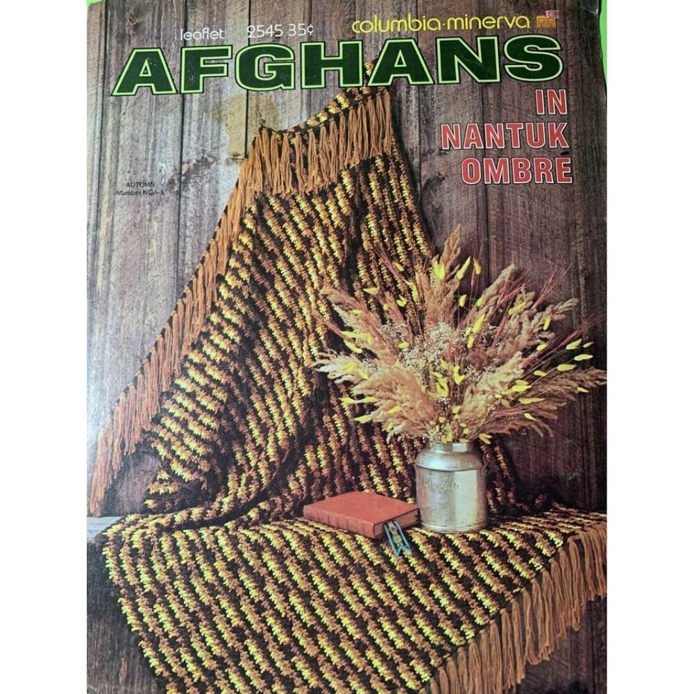 Columbia Minerva "Afghans In Nantuk Ombre" Crochet Booklet 5 Designs Patterns